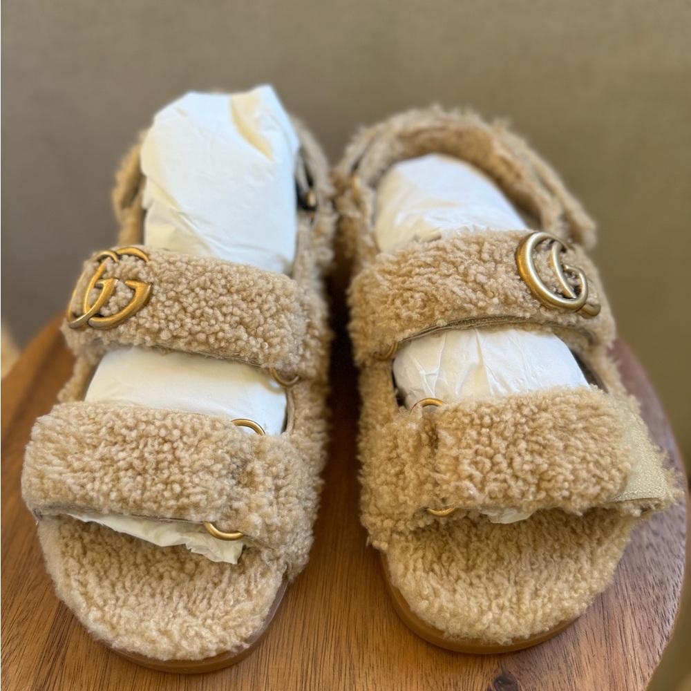 Gucci Double G Merino Wool Sandals
